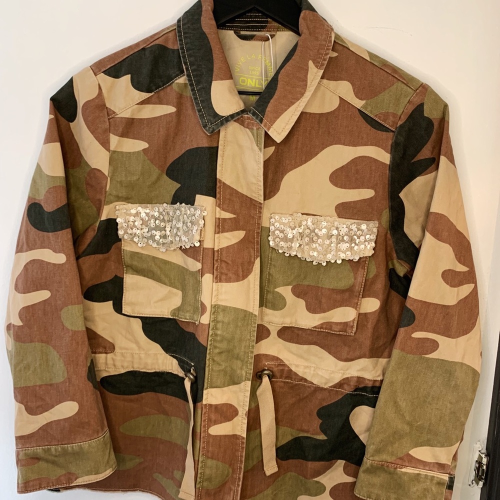Camouflage Jacket with Sequined Pockets